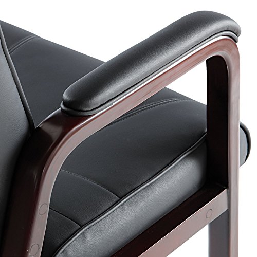 Alera Ma43Als10M Madaris Series Leather Guest Chair W/Wood Trim, Four Legs, Black/Mahogany #TOP1