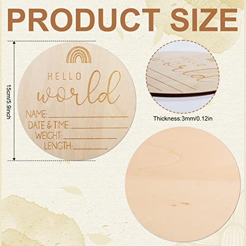 Aiex Wooden Baby Announcement Sign, Birth Announcement Sign Round Wooden Newborn Welcome Sign Hello World New Baby Name Announcement Sign For Girl Boy Photo Prop Baby Shower Nursery Hospital #TOP1