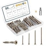 BNUOK Deck Screws Assortment Kit 96 PCS, Exterior Wood Screws Flat Head Torx Drive Rust Resistant Epoxy Coated Reverse Upper Thread Trim Screw, #8 1-5/8' 2' #10 2-1/2' 3', Tan