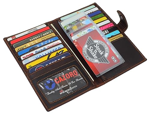 Marshal Bifold Leather RFID Blocking Wallet For Men & Women | Genuine Leather Holder With 19 Slots, 2 Bill Compartments & ID Window For Credit/Debit Cards, Money, Driver’s License (RHU Vintage Brown)4