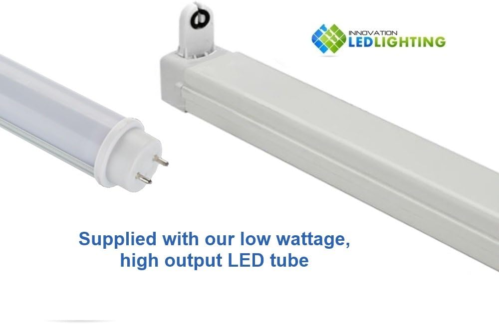 T8 4ft 1200mm Single LED Ready Indoor Batten Fitting Fixture - 15W 6000K Cool White LED Tube Included [Energy Class A+++]