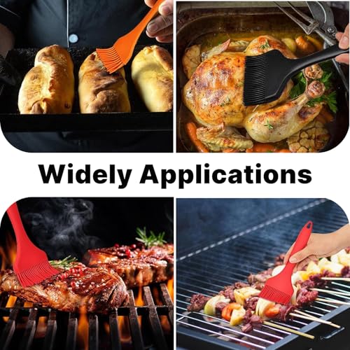 3er Set Silikon Backpinsel 21cm Küche – Extra Breite Küchenpinsel 9,1/7/3,2cm – Hitzebeständige Ölpinsel BPA-frei – Einteiliges Hygienedesign – Ideal für BBQ Grillen Backen Kochen Marinaden