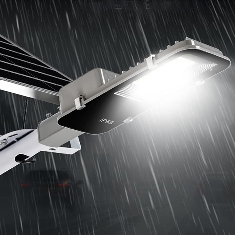 Lampa uliczna, solarna lampa uliczna na zewnątrz, reflektor solarny, o zmierzchu do świtu szarości, na zewnątrz, wodoszczelna lampa solarna z pilotem zdalnego sterowania, kolor biały, 250 W
