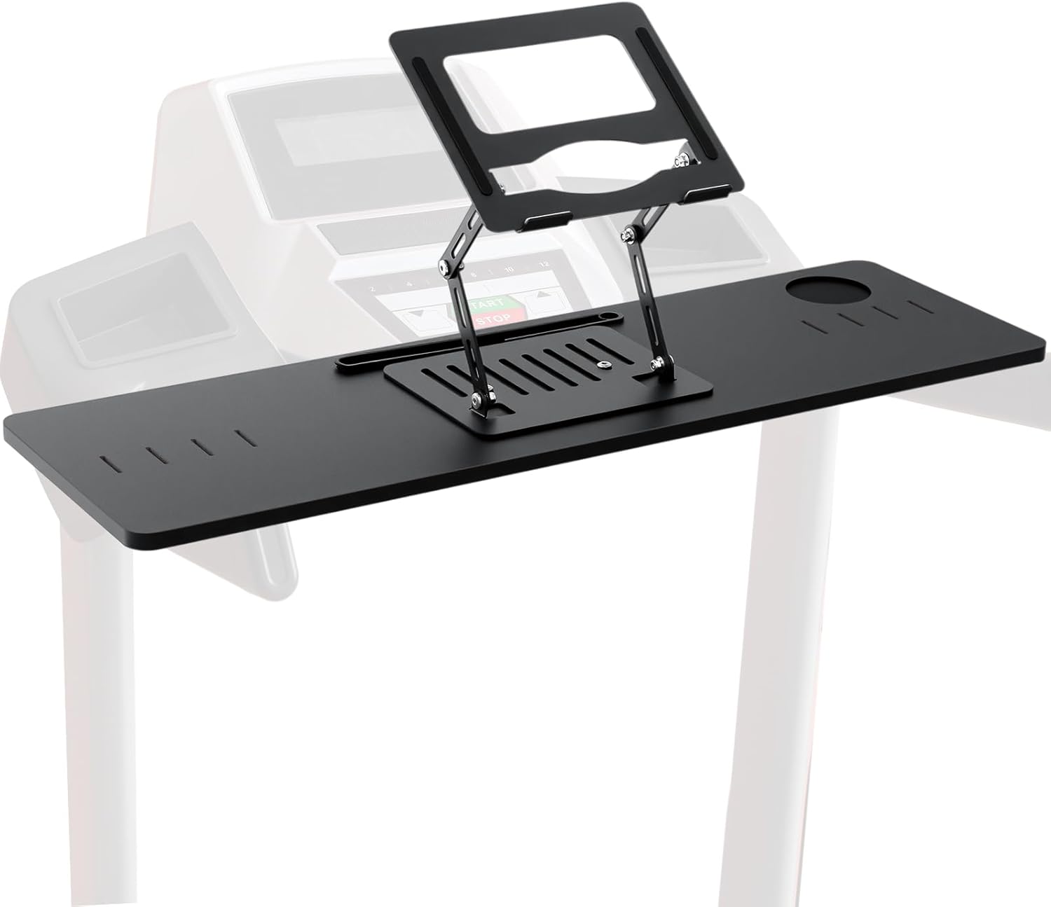 Leinuosen Treadmill Desk Attachment, Universal Walking Laptop Desk with Adjustable Height Aluminum Computer Stand for Notebooks, Tablets, Laptops, Workstation for Treadmill Handlebars up to 36 inches