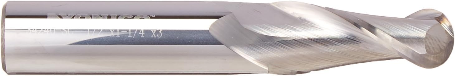 Yonico 34240-SC - Ball Nose Spiral End Mill CNC Router Bit, Diameter: 1/2", Cutting Height: 1-1/4", Flutes: 2-1/2" Shank - Image 3