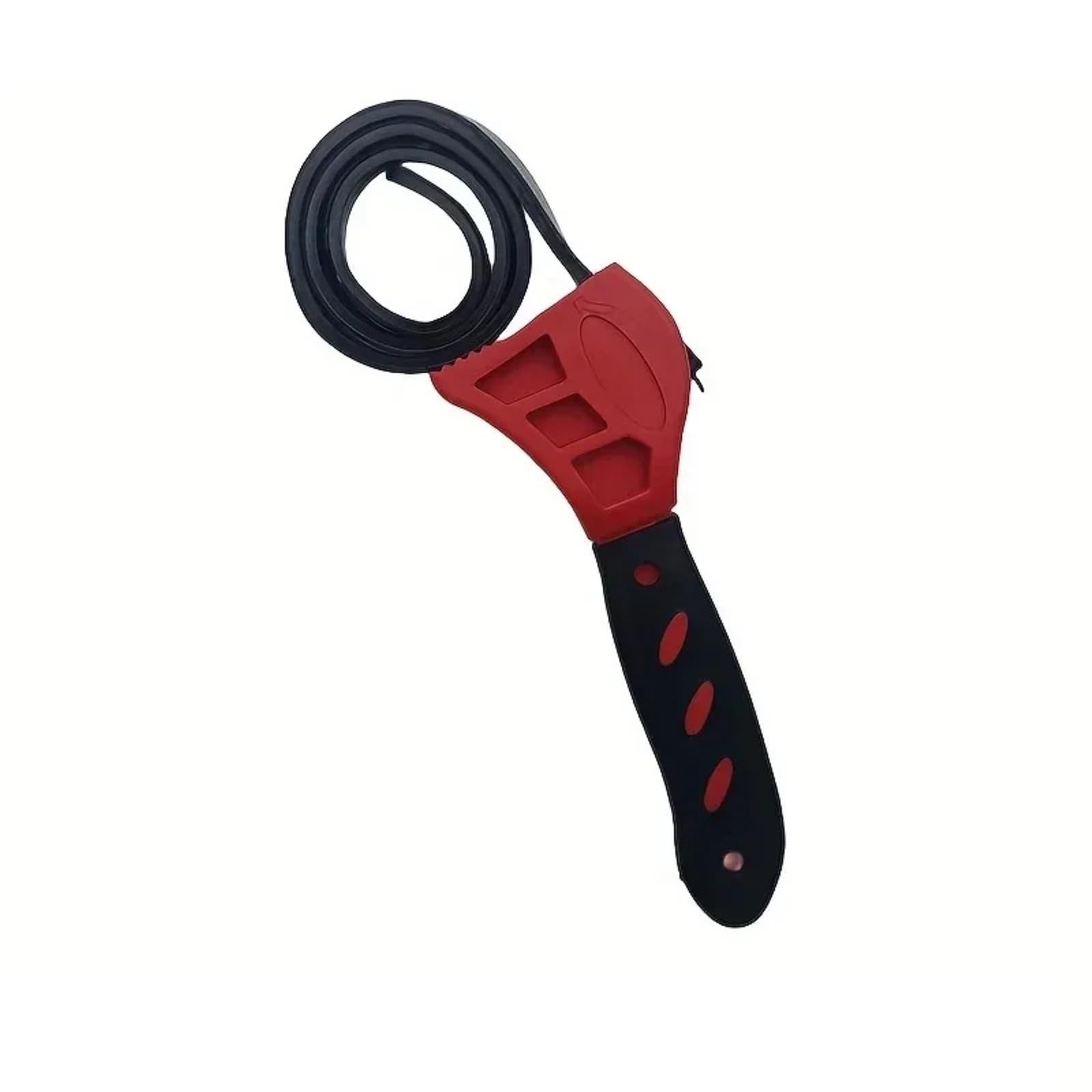 Lajhdcg Red Multifunctional Belt Wrench Adjustable Rubber Belt Oil Filter Removal