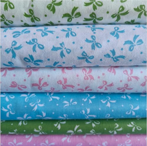 Image of Cotton Fabric DIY Making Supplies Quilting Patchwork Fabric Fat Quarter Bundles DIY for Quilting Cotton Patchwork Cushions (Bow, 9.8 inch x 9.8 inch)