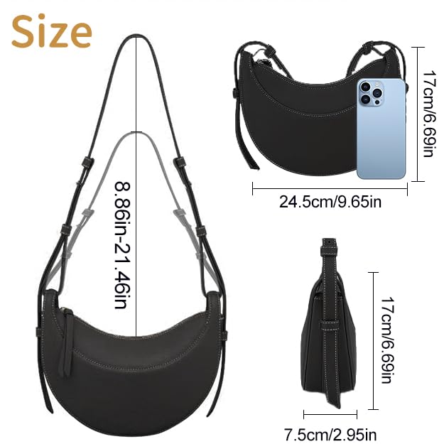 Image of Saddle Bag for Women Crescent Bag Shoulder Bag Purse Hobo Handbag Leather