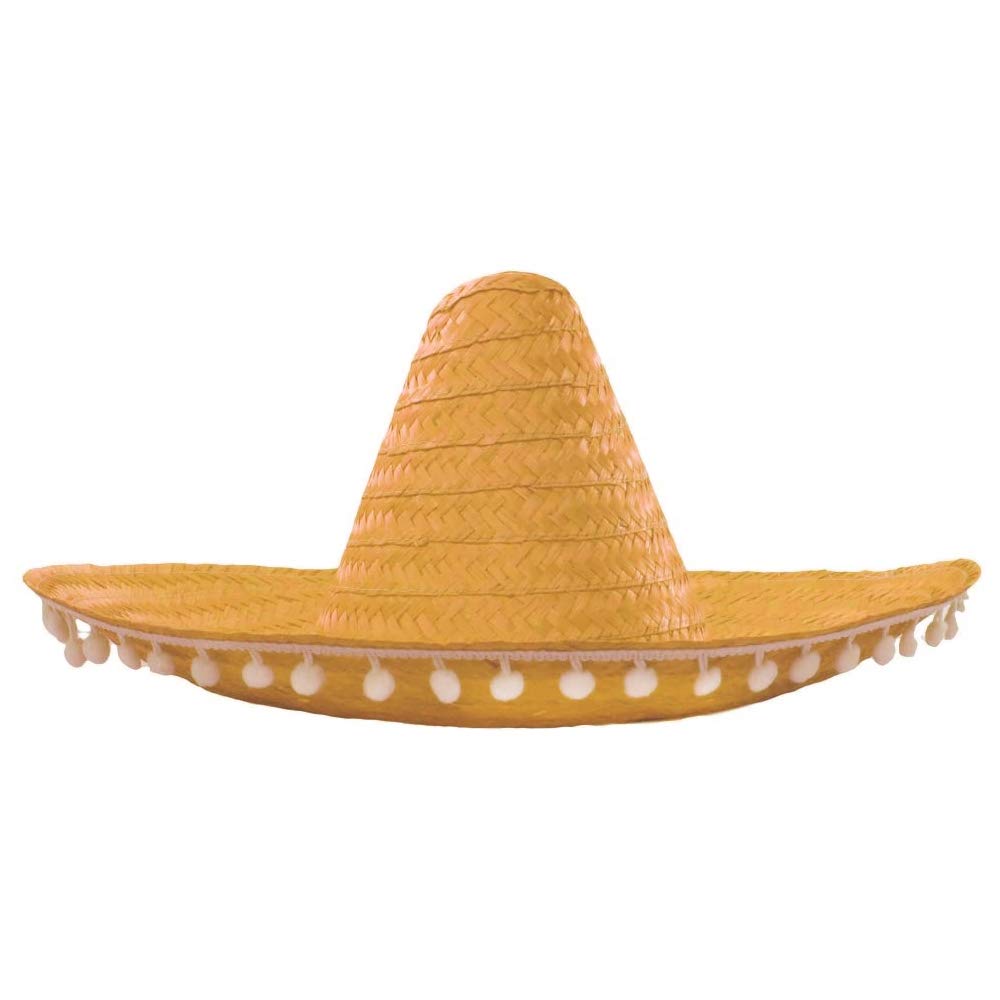 SOMBREROS MEXICANOS EN NARANJA con borde de pompón blanco, perfecto para cualquier fiesta de disfraces de México para hombres y mujeres, 100 unidades