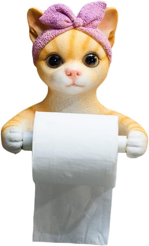 動物 トイレットペーパーホルダー 3d かわいい アニマル トイレ用品 紙巻器 ペーパーホルダーカバー ファッションティッシュホルダー 壁傷つけない 防水 樹脂製 簡単設置 壁に孔を開けなくていい ネコ