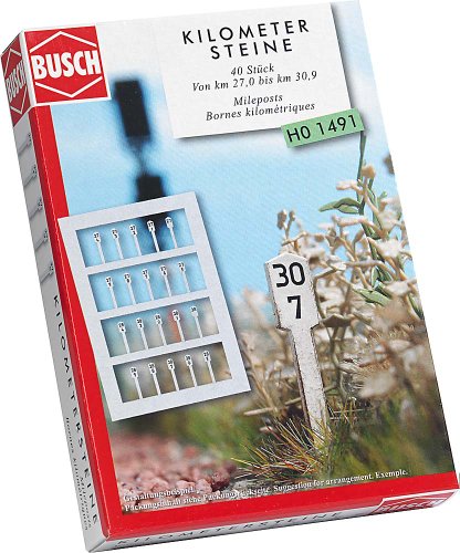 Bornes kilométriques BUE1491 Busch, accessoires de modélisme ferroviaire haute fidélité