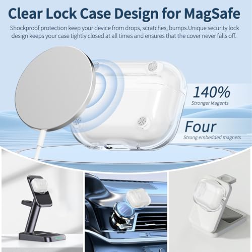 Image of OTOPO for Airpods Pro 2 /1 Case Clear with Lock Cleaning Kit, Soft TPU Transparent AirPods Pro 2nd Generation Protective Cover Skin Women Men for Apple Airpods Pro 2023 /2022 /2019 Charging Case, Clear