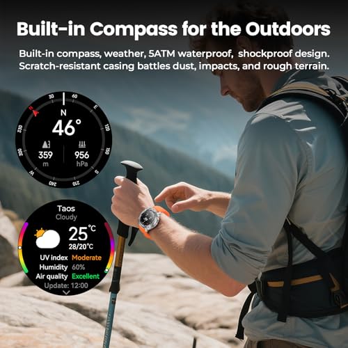 Image of Running Smart Watch for Men, 1.43 inch AMOLED,5ATM Waterproof,170+ Sport Modes | Round Health Fitness Tracker Watch, Tactical Military Smartwatch Compatible with iPhone Android