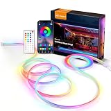 Meevt 20M Neon LED Streifen RGB, 24V LED Strip Seitlich Leuchtendes Design Silikon Lichtband, IP65 Wasserdicht Lichtschlauch für Outdoor Garten Wohnzimmer Gaming, Musik Sync App Fernbedienung (10M*2)