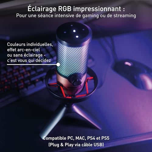 Microphone USB CHERRY UM 9.0 Pro RGB micro gaming compatible PC Mac PS5 noir - 2