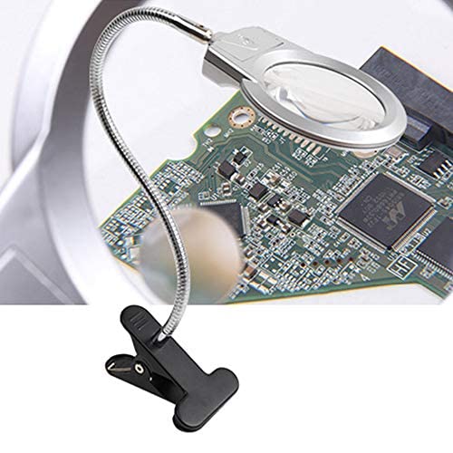 YUHINN Lupa Lupa con Abrazadera Cuello Flexible Brazo Giratorio Ajustable Soporte multifunción Herramientas de Lectura para Trabajos de reparación de Cerca Inspección