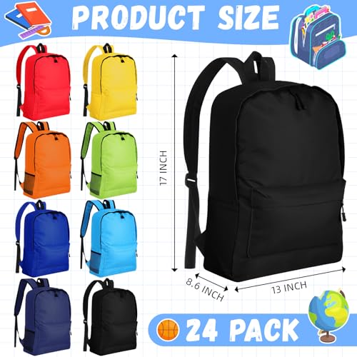 Paterr 24 Pack Backpack Bulk 17" School Backpacks Lightweight Book Bag in Bulk for Student Kids Travel Camping (Assorted Colors)2
