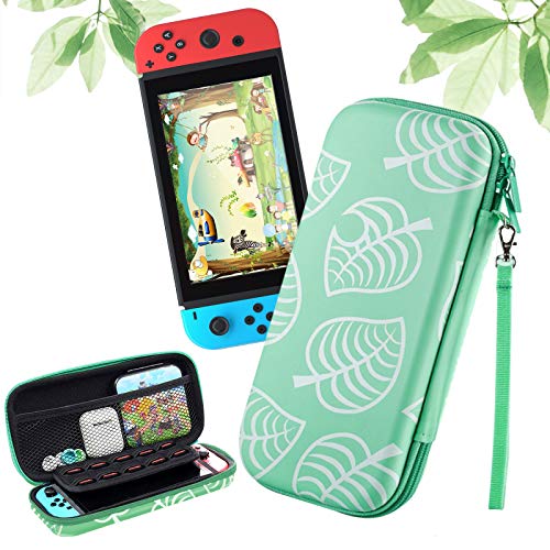 Animal Crossing Switch Case, Portable Carrying Case for Switch [for Animal Crossing: New Horizons], Slim Protective Storage Travel Case for Switch with 10 Game Card Slots -Green