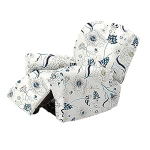 NILUOH Recliner Covers 4-Pieces Stretch Lazy Boy Recliner Chair Covers with Pocket Floral Pattern Reclining Slipcovers Soft Sofa Slipcover Furniture Protector for Pets Kids (Recliner, Pattern 31)