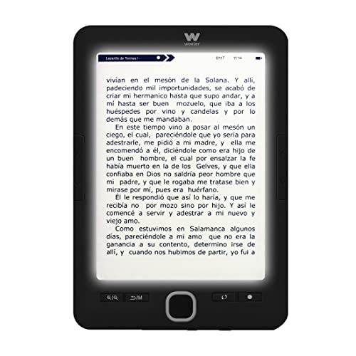 Woxter Scriba 195 Paperlight Noir - eBook Reader 6 « (1024 x 758, Perle e-Ink, Affichage rétro-éclairé, EPUB, PDF, Micro SD, détient Plus de 4000 Livres, Autocollant de Texture) Couleur Noir