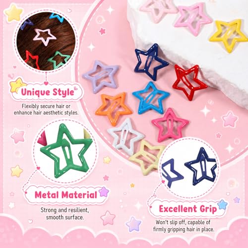 100 Pinzas de Pelo Estrella Metálicas Coloridas JJUNW miniatura 3