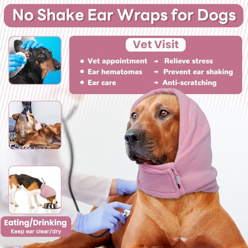 Image of Nanaki Soft Dog Calming Hoodie Anxiety Relief Dog Ear Muffs Noise Protection Doggy Ear Wrap Hematoma Fireworks Doggy Head Cover for Bath Blow Drying Pet Head Cover Noise Cancelling Sleep Help Headband
