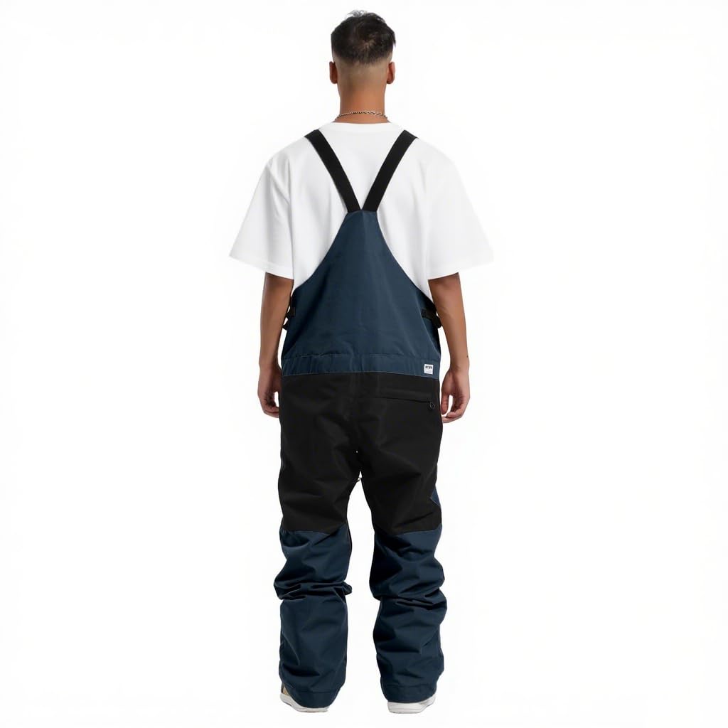 GSOU SNOW Men Ski Pants Snow Bib Overalls Snowboard Waterproof Windproof Insulated Adjustable Strap Winter Sport Warm Dark Blue