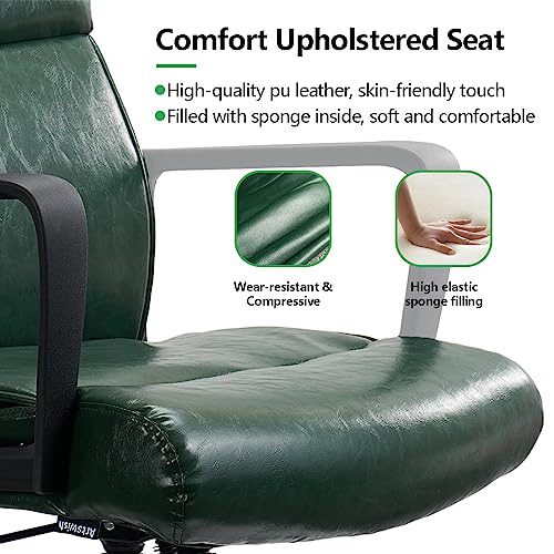 Leather Office Chair Green Desk Chair Mid Century Office Chair Executive Office Chair With Arms And Wheels, By Artswish #TOP5