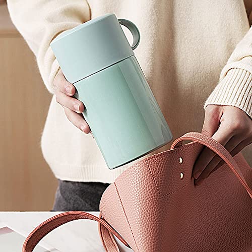 Lebensmittelbehälter, Wärmeflaschen, Lunchbox for Erwachsene, hält Essen warm, Lunchbehälter, Edelstahl, Thermobehälter for Lebensmittel, Vakuum, mit Löffel, for Erwachsene, Schule, Büro, Outdoor(Blac