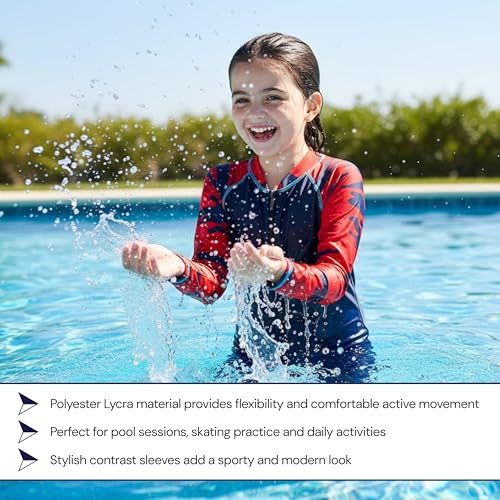 Image of ZIUM Girls 4 Way Lycra Swimsuit Cum Diving Suit with Print & Plain Options