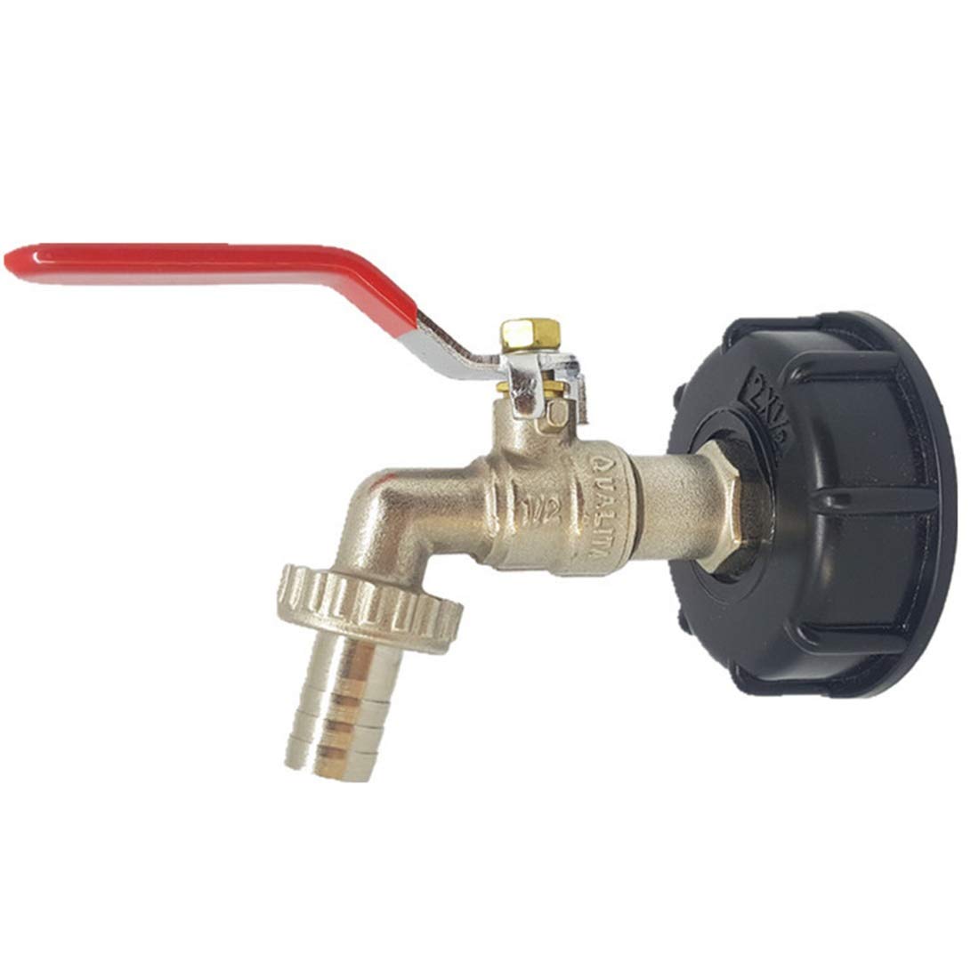 Na IBC Garden Mosiądz Zmontowany S60X6 Zbiornik na wodę Z kranu Adapter paliwa Z 1/2-calowym złączem do węża Gwint o drobnym przepływie oleju Zatrzask (Kolor: Zamykany) (1)