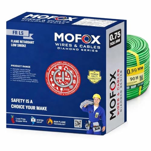 Image of MOFOX Diamond Series FR /FRLS Electrical Wire, Multi-Strand Copper Conductor 90 Meter (GREEN, 0.75 SQ MM)