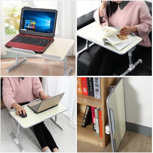 Table pliante ordinateur Alasum en bois beige pour étude - 6