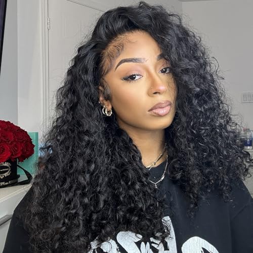 Myecool Curly Half Wig Human Hair 200 Density Glueless Wear and Go Wigs Human Hair 18 Inch 3 In 1 Half Wigs for Women Drawstring Seamless Flip Over Beginner Friendly