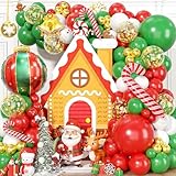 BTZO クリスマス 風船 バルーン クリスマス飾り 飾り付け 102点 バルーンアーチ ガーランドキット パーティー 店舗装飾 イベント フォトブース 緑 赤 金 白 紙吹雪入り キャンディケイン ベル