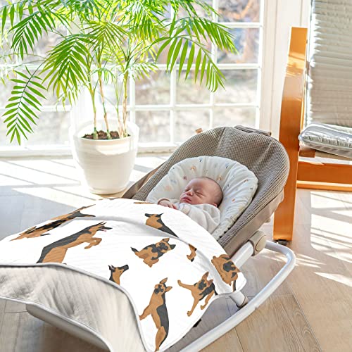 Image of Swaddle Blanket German Shepherd Dogs Cotton Blanket for Infants, Receiving Blanket, Lightweight Soft Swaddling Blanket for Crib, Stroller, Nursery Blankets, 30x40 in