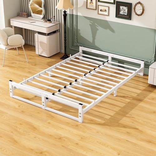 VECOCHO Cama de 140 x 190 cm con somier, cama de metal de 140 x 190 – 28 cm de altura, cama de suelo 140 x 190 cm, estructura de cama de 140 x 190 cm, cama de invitados, cama doble sin somier