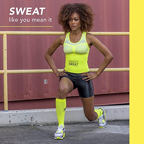 Image of Sports Research Sweet Sweat Waist Trimmer (Core Series) - Premium Sweat Enhancing Fitness Band for Women & Men - Neon Yellow, Large