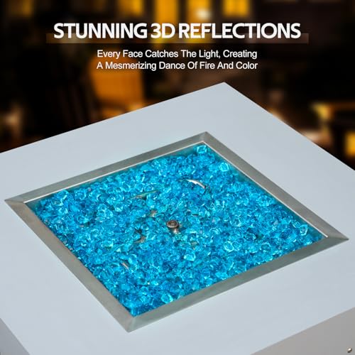Mr. Fireglass 1/2-Inch Polygon Fire Glass for Fireplace Fire Pit & Lanscaping, 10 Pounds High Luster Aqua Blue