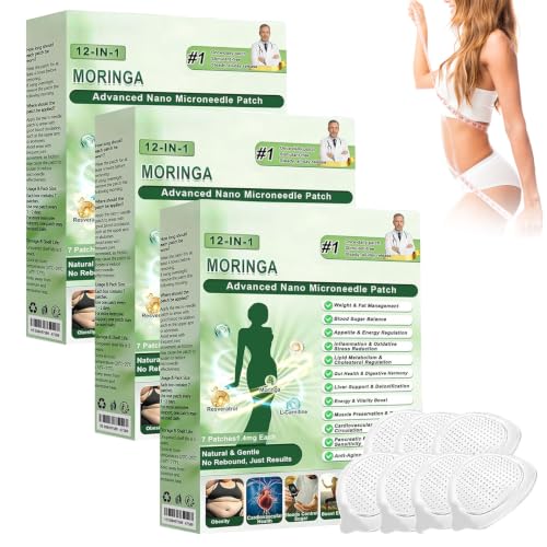 12-IN-1 Moringa NAD+ Advanced Nano Microneedle Patch 2026 New WeightLoss Patches Natural advanced Moringa Patchfor Women and Men Suitable for All Skin Types (3 Box)