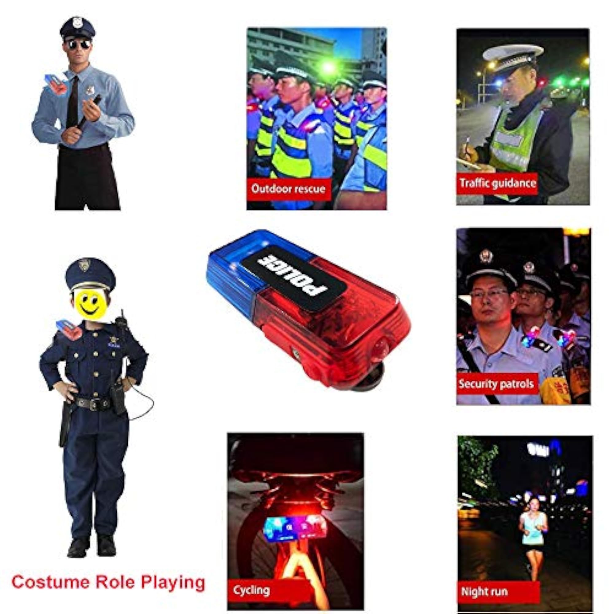 Police LED Flashing Warning Shoulder Light Safety Clip Lamp