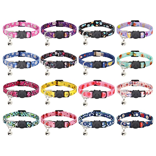 Cat-Collar-2-Pack-Breakaway-Collar-with-Bells-Safety-Buckle-Kitten-Collars-for-Boy-and-Girl-Cats-Star-and-Moon