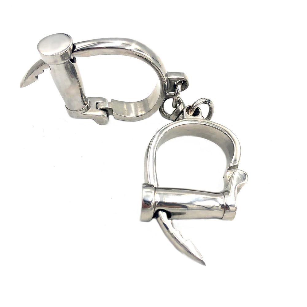 Edelstahl Verstellbar Handschellen Metall Hufeisen Hand Zubehör Abschließbare Manschette Flirt Handgelenk SM Fesseln Handcuffs Sklaven Bondage Erwachsene Spiel BDSM Sexspielzeug für Paar Männer Frau