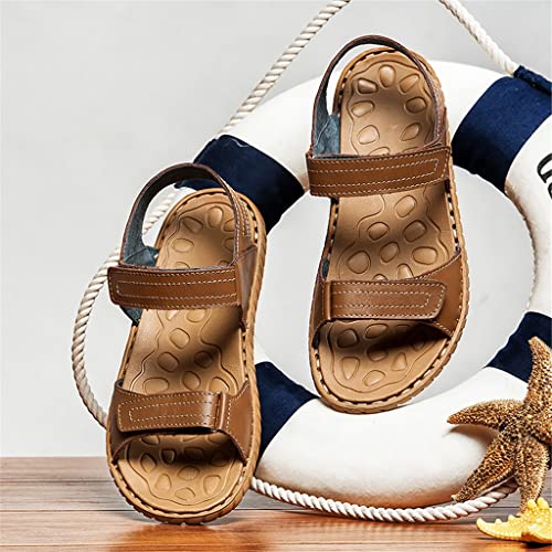 Leather Sandals Men Shoes Breathable Antiskid Beach Slippers Sandalias Male Fashion Outdoor Footwear(44 Code)4