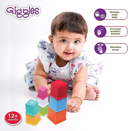 Giggles Funskool Plastic Stacking Multicolored Cubes,Blocks With Alphabet,Helps To Sort,Stack And Nest,12 Months&Above,Infant And Preschool Toys,Multi Color - Image 3 thumbnail