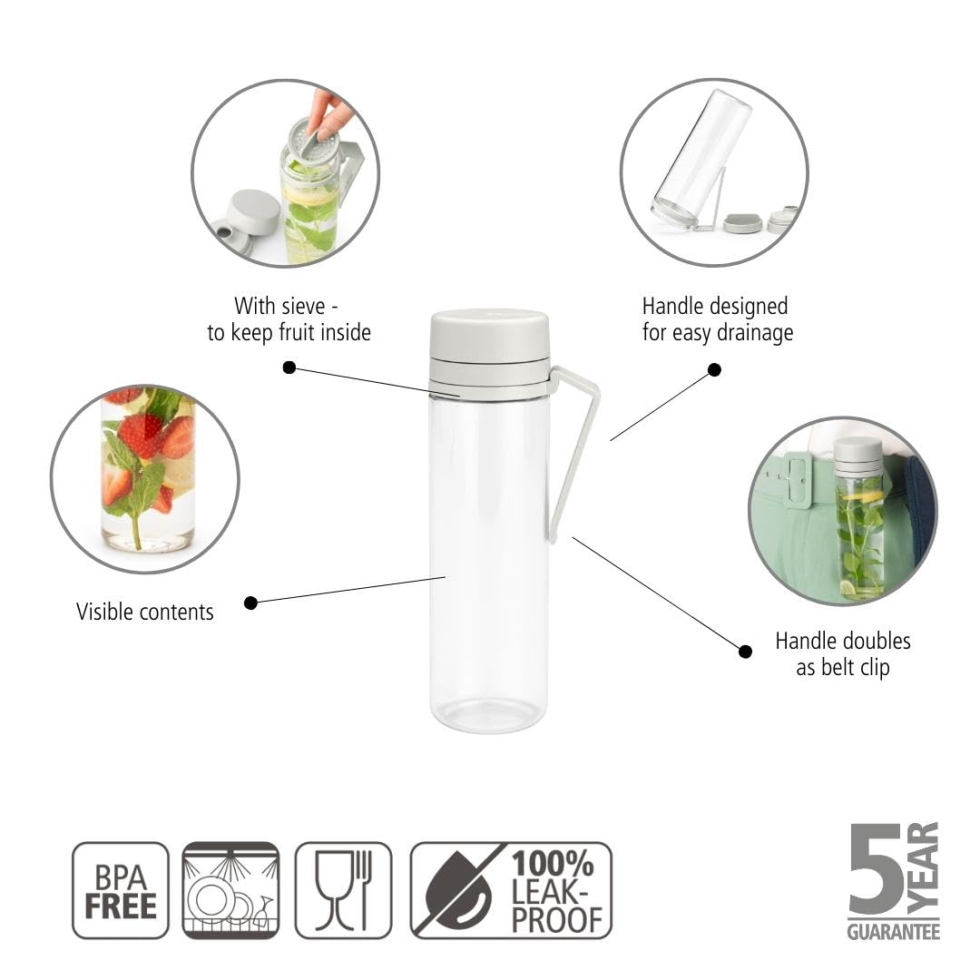 Brabantia, Make & Take Water Bottle with Strainer 0.5L, Travel Drinking Bottle with Handle & Fruit Sieve, Leakproof, Infuser - Image 2