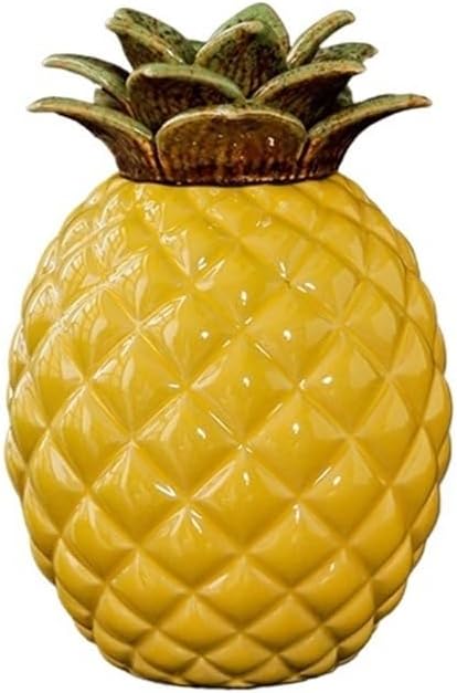 Tea Tin Pineapple Ceramic Tea Canister With Sealed Lid Creative Home Storage Cabinet Ornament Container(Orange)