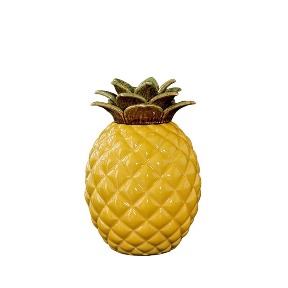 DFHS46JK Kitchen Jars Pineapple Ceramic Tea Canister With Sealed Lid Creative Home Storage Cabinet Ornament for Sugar(Yellow)