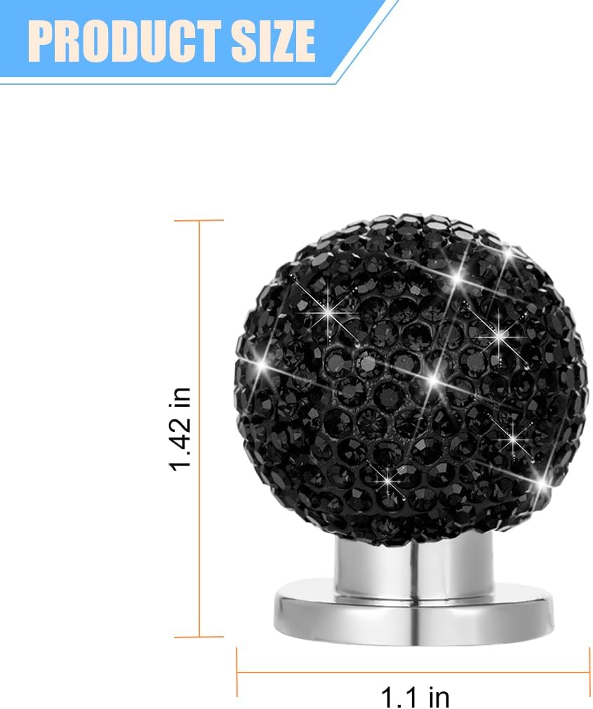 Osilly Bling Car Push Start Button Cover, Crystal Rhinestone One Touch Vehicle Engine Ignition Switch Knob Sticker, Diamond Auto Start Stop Decorative Cover, Universal for SUV, Truck, Sedan (Black)