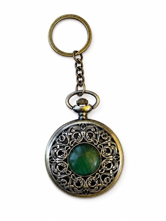 Faraports Antique Green Crystal Pocket Watch-image-4